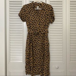A New Day Leopard Belted Midi Dress